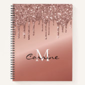 Carnet Monogramme Rose Parties scintillant de goutte d'or (Devant)