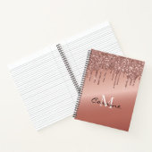 Carnet Monogramme Rose Parties scintillant de goutte d'or (Intérieur)