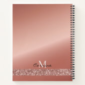 Carnet Monogramme Rose Parties scintillant de goutte d'or (Dos)