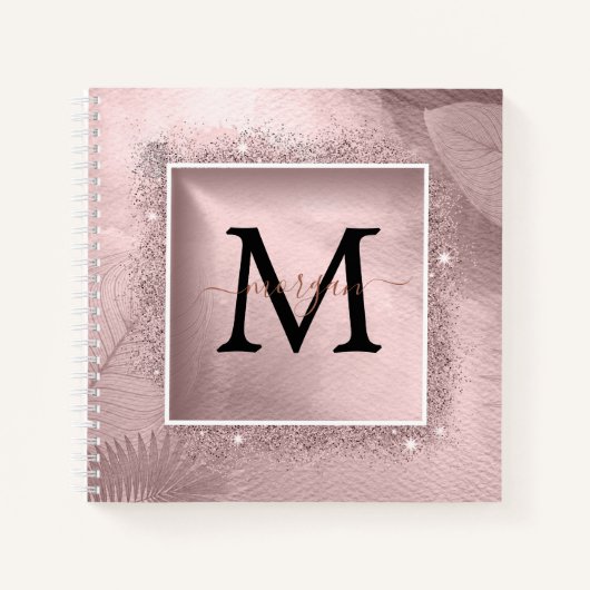 Carnet Monogramme rose Parties scintillant or (Devant)