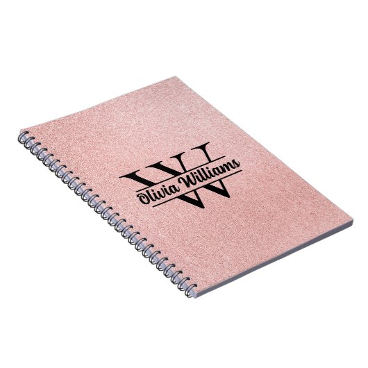 Carnet Monogramme rose Parties scintillant or | Girly Mod (Côté Droit)