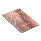 Carnet Monogramme Rose perles d'or Diamants Bling Glam (Côté Droit)