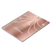 Carnet Monogramme Rose perles d'or Diamants Bling Glam (Côté gauche)