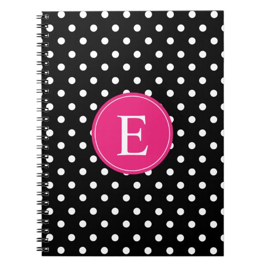Carnet Monogramme rose point noir (Devant)