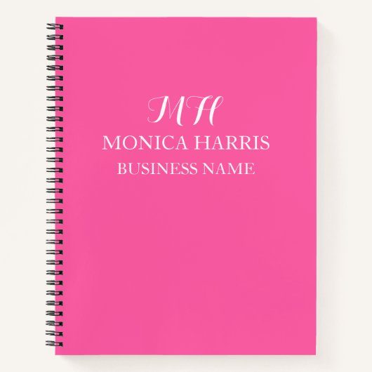 Carnet Monogramme rose professionnel - Première entrepris (Devant)