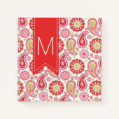Carnet monogramme rose, rose et vert rose (Devant)