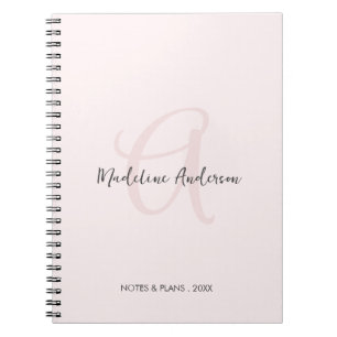 Carnet Monogramme rose rose rose moderne minimaliste fémi