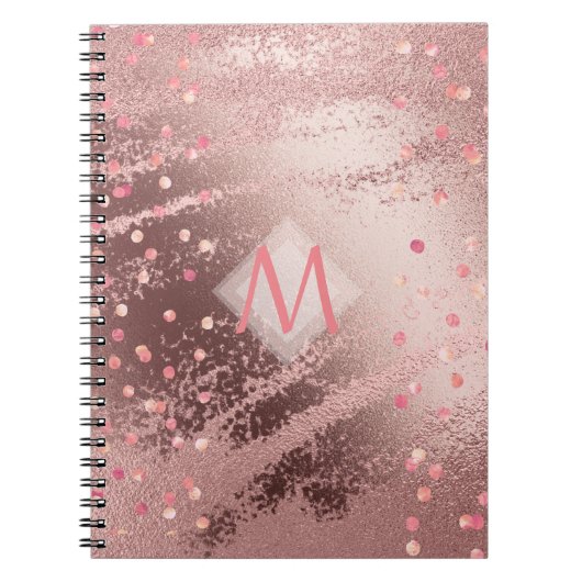 Carnet Monogramme ROSEGOLD Métallurgie Foil Confetti Look (Devant)