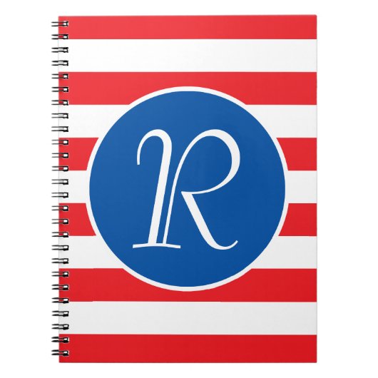 Carnet Monogramme rouge blanc et bleu (Devant)