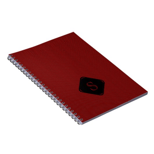 Carnet Monogramme rouge et noir de fines bandes verticale (Côté Droit)