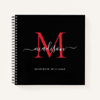 Monogramme rouge noir Bourgogne Nom initial du scr