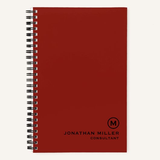 Carnet Monogramme rouge professionnel 5,5 x 8,5 spirale (Recto)