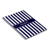 Carnet Monogramme Ruban Bleu Marine Rayure Blanc Bleu Mar (Côté Droit)