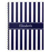 Carnet Monogramme Ruban Bleu Marine Rayure Blanc Bleu Mar (Devant)