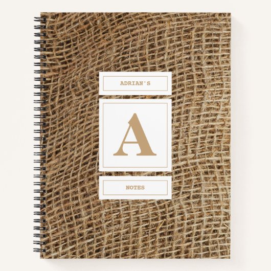 Carnet Monogramme Russe de Burlap initial (Devant)