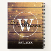 Carnet Monogramme Rustique Élégant Script Panneaux en boi (Dos)