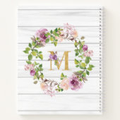 Carnet Monogramme Rustique Gold M Nom Floral Wreath (Dos)
