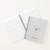 Carnet Monogramme Rustique Gris Linge Élégant Script (Intérieur)