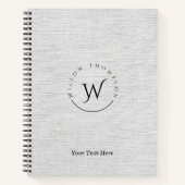 Carnet Monogramme Rustique Gris Linge Élégant Script (Devant)