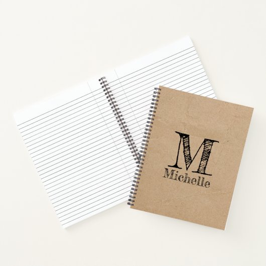Carnet Monogramme Rustique Kraft papier Brown Look (Intérieur)