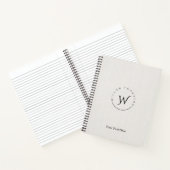 Carnet Monogramme Rustique Linge blanc Élégant Script (Intérieur)