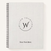 Carnet Monogramme Rustique Linge blanc Élégant Script (Devant)