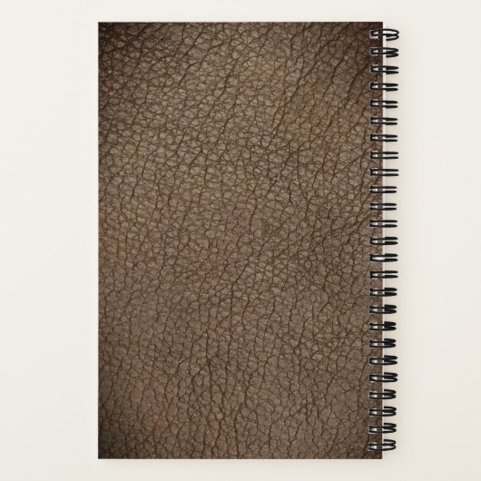 Carnet Monogramme rustique nom en script or cuir (Verso)