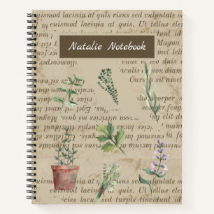 Carnet Monogrammé Rustique pays herboristerie jardin tend