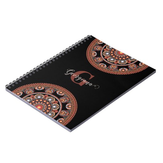 Carnet Monogramme Safari Sunset Bohemian Dot Mandala (Côté gauche)