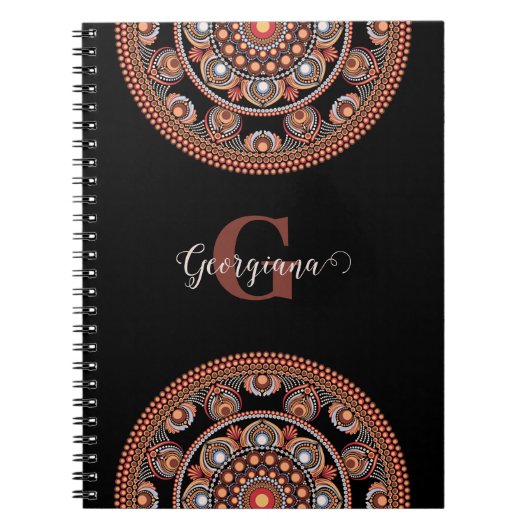 Carnet Monogramme Safari Sunset Bohemian Dot Mandala (Devant)