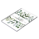 Carnet Monogramme Sage Green Eucalyptus Feuilles de verdu (Côté gauche)