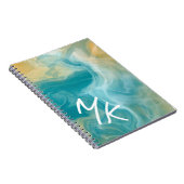 Carnet Monogramme Sandy Brown Ocean Blue Fluid Art (Côté Droit)