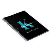 Carnet Monogramme sarcelle noir (Côté Droit)