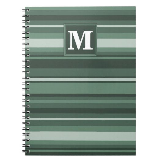 Carnet Monogramme sauge bandes vertes (Devant)