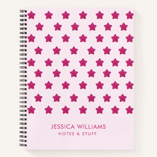 Carnet Monogramme scintillant rose vif mignon (Devant)
