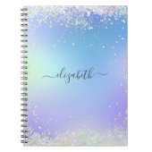 Carnet Monogramme Script arc-en-ciel Parties scintillant  (Devant)