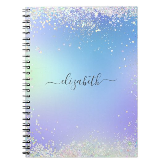 Carnet Monogramme Script arc-en-ciel Parties scintillant  (Devant)