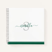 Carnet Monogramme Script Emerald Green (Devant)