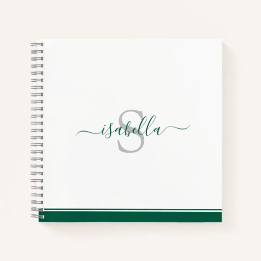 Carnet Monogramme Script Emerald Green (Devant)