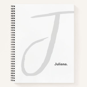Carnet Monogramme simple blanc et gris