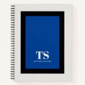 Carnet Monogramme Simple Bloc de Couleur Bleu Élégant (Devant)
