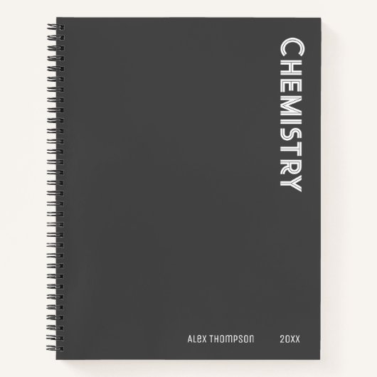 Carnet Monogramme simple Chimie gris foncé (Devant)