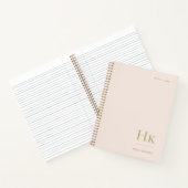 Carnet Monogramme Simple Elegant Blush Gold Personnalisé (Intérieur)