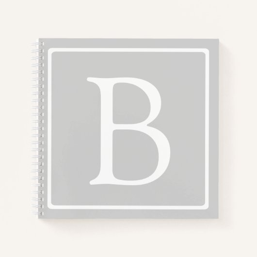 Carnet Monogramme simple gris clair (Devant)