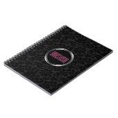 Carnet Monogramme simple noir Damask (Côté gauche)