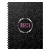 Carnet Monogramme simple noir Damask (Devant)