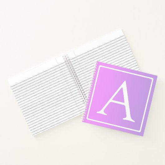 Carnet Monogramme simple | Ombre subtil rose/violet (Intérieur)