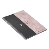 Carnet Monogramme simple Pink Marble And Black Accent (Côté Droit)