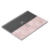 Carnet Monogramme simple Pink Marble And Black Accent (Côté gauche)