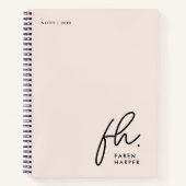 Carnet Monogramme Simple Script Blush Pink Personnalisé (Devant)